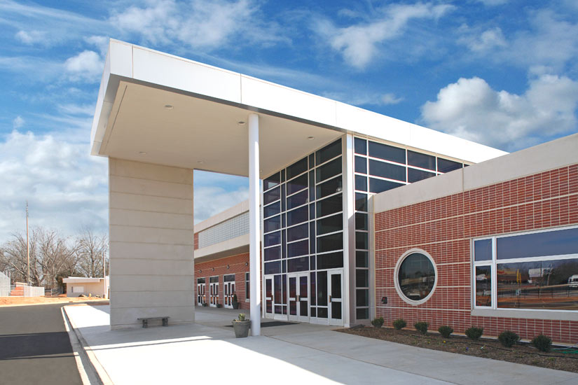 Greenville Carolina High school education, detail on insulated precast sandwich panel on exterior